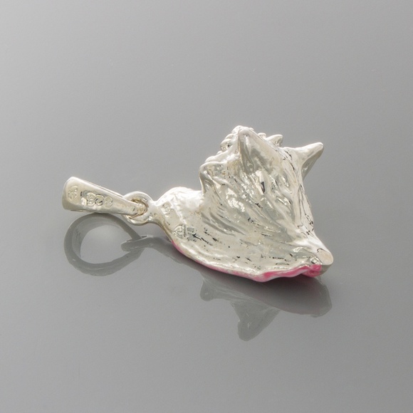 925 Sterling Silver Large Enamel Conch Shell Necklace Charm Pendant w Chain - Picture 5 of 12